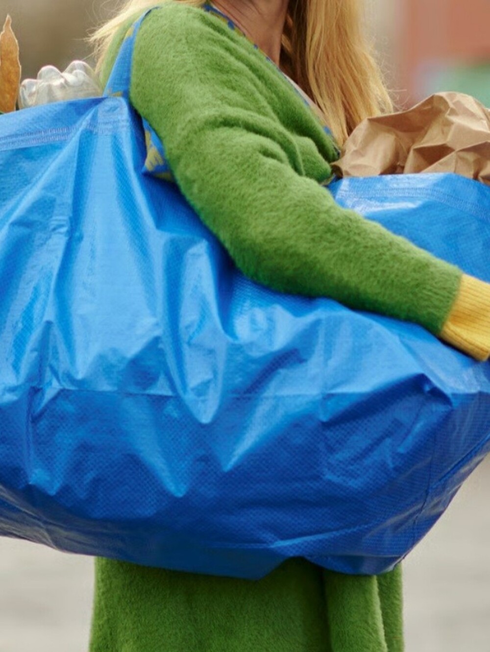 IKEA QTY 5 XLarge Blue Reusable Tote Bag with Straps STORAGE LAUNDRY SHOP NWT - Picture 2 of 7